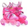 ERNAN Pattini a Rotelle regolabili. patini bambini 4 ruote luminosi per ragazze e ragazzi. Comodi pattini ideali per principianti (Red, XS)