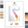 FRAMO Cornice portafoto in legno 70 x 90 cm (dimensione immagine) in bianco lucido | Dimensioni selezionabili | Poster | Puzzle | Incollaggio | Personalizzato | Personalizzato
