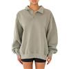 KIGRAD Felpa da donna oversize con bottoni e risvolto polo top Y2k Baggy Fleece Hoodie Pullover Maglione Teen Autunno Vestiti, Verde Moka, S