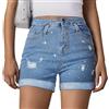 vittorio y Pantaloncini Donna Jeans Vita Alta con Glitter Bermuda Donna Denim Shorts Elasticizzati (IT, Testo, L, Regular, Regular, Denim) (IT, Testo, S, Regular, Regular, Blu Denim)