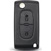 LINGXIYA Portachiavi di ricambio per Peugeot 107 207 307 307S 308 407 607 2BT, custodia per chiave auto compatibile con Citroen C2 C3 C4 C5 C6 C8, 2 pulsanti telecomando auto flip shell accessori