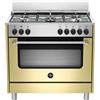 La Germania Cucina a gas con forno elettrico con grill, 90x60 cm, N° 5 Fuochi, colore Crema
