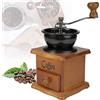 Rairsky Macina Caffé Manuale, Macinino Caffè Vintage Macinacaffè Manuale in Legno Antico con Impostazione Dell'ingranaggio Regolabile, Grinder Ceramica per Casa, Ufficio e Viaggi Office
