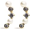 Secret & You Orecchini Curie con Perle Coltivate d'Acqua Dolce bianche tipo bottone di 3.5-4mm e Zirconia | Secret & You | Argento Sterling 925 placcato in Oro 18K