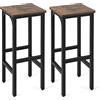 GIANTEX Set di 2 Sgabelli da Bar con Poggiapiedi, Struttura in Metallo, Stile Industriale, per Cucina, Sala da Pranzo, Bistrot, Marrone Rustico