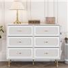 Hzuaneri Cassettiera, Mobile con 6 Cassetti in Tessuto, Credenza Multifunzionale con Tasca, Struttura in Metallo, 30 x 110 x 85 cm, per Soggiorno e Camera da Letto, Morden, Bianco-Oro DU25813AW