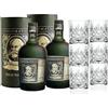 Generico 2 Diplomático Reserva Exclusiva 700ml + 6 Bicchieri Originali | Old Fashioned Tumbler Glass Bicchiere Rum Degustazione | Astuccio Tubo Giftbox Idea Regalo (2 Bottiglie Astucciate + 6 Bicchieri)