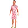 Barbie - Ken Fashionistas n. 235, bambola con capelli castani raccolti in trecce, tuta corallo con stampa hawaiana e sandali verdi, giocattolo per bambini, 3+ anni, HYT99