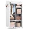 Vicye Armadio Migliorare l'utilizzo dello spazio, Guardaroba in Tessuto, Armadio Pieghevole per Camera da Letto, 1 Barra Appendiabiti, 6 Ripiani e 4 Tasche Laterali, 84 x 42 x 162 cm, Bianco