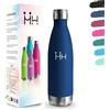 Motswedi Borraccia Termica, 500 ml Senza BPA, Borraccia, Isolamento Sottovuoto a Doppia Parete, Borracce Acciaio Inox, 18/8 Acciaio Inossidabile, Bottiglia Termica per Scuola, Jogging, Campeggio - Blu scuro