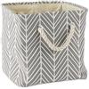 DII Design Imports Polyester Bin Herringbone Gray Square
