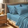 Nuit Des Rêves Premium Ranforce - Lenzuolo con angoli per letto matrimoniale (140 x 190 + 30 cm), 100% cotone, 145 fili, lavabile in lavatrice a 30 °C, elegante colore blu per il massimo comfort