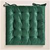 ROOM99 Nova - Cuscino per sedia, 40 x 40 cm, con nastri, per esterni, in velluto, colore verde scuro