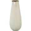 DRW Vaso da tavolo in vetro con bordo in alluminio beige e oro 15x15x38cm
