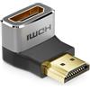 deleyCON Adattatore HDMI Connettore di Accoppiamento 90° Angolo 8K@60Hz / 4K@120Hz UHD 7680x4320 Alluminio HDMI 2.1 ARC HDR10+ Dolby Vision VRR ALLM 48Gbps 90° Angolato Grigio Nero