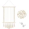 LadjproR Cornice murale bohémien con clip in legno - Cornice per foto in macramé fatta a mano con frange - Decorazione murale per interni, camera da letto