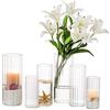 Nuptio Vaso Vetro per Fiori Cilindro: 6 Pezzi Vasi Fiori Trasparenti per Centrotavola Nozze Portacandele Uragano per Candele Galleggianti Pilastro Natale Tavolo Soggiorno Decorazione(15cm/20cm/25cm)