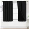 BellaHills 100% Tende Oscuranti 2 Pezzi 117L x 137A cm, Tenda Moderna per Soggiorno, Tende Coprente Termiche Isolanti per Interno, Tenda per Finestra Camera da Letto Salotto, Nero