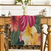 Habodd Runner da Tavola Fiori di ibisco rossi e foglie verdi, Tovaglia Runner in Lino Lavabile per Estate Tavolo da Pranzo e Cucina interni ed esterni Sala da Pranzo Matrimoni Picnic Feste 33x180cm