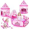 Wilwolfer Tenda Gioco Pop-up + Tunnel Gioco + Piscina di Palline per Bambini - 3-in-1 Casetta per Neonati Bambine Bambini - Grande Casetta Giardino Interni ed Esterni (Tenda Principessa)