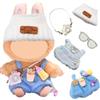 Saier tbo 5 Pezzi Vestiti per Bambola, Accessori per Bambole da 17cm con Tuta Blu Cappello Forma di Orso Bianco Zainetto con Mini Macchina Fotografica Forcina per Ragazzi Ragazze (Non Bambole)