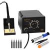 Swft Huo Stazione saldante, kit stazione saldante 936A 60W con 5 punte rotonde per saldatura, filo di saldatura, pinzette, pompa dissaldante e kit stazione di rilavorazione per elettronica (Nero)
