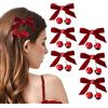 NT-ling 6 fermagli per capelli a forma di ciliegia, graziose forcine per capelli realistiche a forma di ciliegia, in velluto rosso, graziose mollette per capelli con frutta artificiale, accessori per capelli
