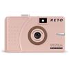RETO Fotocamera ultra larga e sottile da 35 mm, riutilizzabile, con obiettivo largo 22 mm, senza messa a fuoco, leggera, facile da usare (rosa pastello)