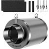 HG Power Filtro a Carbone Attivo 100mm, Lunghezza 200mm - Carbone Attivo Vergine Australiano 38mm, Controllo degli odori per Grow Box, idroponica & Ventilatore da Condotto, con 2 Pre-filtri