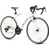 HILAND Bicicletta a pendolo ibrida da da 28 pollici, telaio in alluminio 700c bici da strada, per uomini e donne, 14 velocità, per adulti, telaio da 530 mm, Bianco