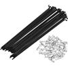 VVHFXD 40 raggi per bicicletta con raggi della bicicletta, nipplo, diametro 2 mm, acciaio inox per mountain bike, raggi 14 G/K, per raggi MTB, bici da città, downhill e e-bike, colore nero, 274 mm