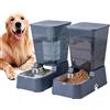 Meijeegu 5 L Distributore Automatico di cibo e Acqua a Gravità per Gatti e Cani, Con Ciotola in Acciaio Inossidabile Senza BPA, Distributore di Cibo x 1 + Distributore di Acqua x 1 (Set Grigio scuro 5 L)
