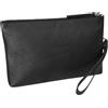 FAST WORLD SHOPPING Pochette Uomo in Vera Pelle Nera 23,5 x 15 x 3 cm con Manico da Polso Removibile, Marsupio Elegante da Sotto Braccio e a Mano, Chiusura Lampo in Metallo, Made in Italy