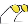 Carfia Retro Occhiali da Sole Uomo Polarizzati Rotonda Occhiali CA5288L