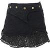 GURU SHOP Gonna estiva naturale Goa, gonna avvolgente etnico con pizzo, amuleto - nero, donna, cotone, Nero , 40