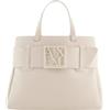 Armani Exchange Borsa a mano con doppi manici e dettaglio con logo a tono sul davanti off white off white
