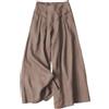 Generic Pantaloni a palazzo da donna in cotone e lino a gamba larga fluidi estivi casual ritagliati capris elastico in vita culottes tasche pantaloni, Caramello, 3XL