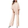 DONYKARRY 2 Pezzi Donna Costumi Casual Maniche Corte Pullover Tops E Pantaloni A Gamba Larga Set Salone Tute Sportive