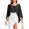 Bbonlinedress Capelet scialle da donna in chiffon, elegante, per matrimonio, abito da sera, mantello da sposa, formale, bolero, Verde chiaro, Small