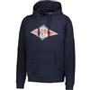 Bear Felpa Uomo Cappuccio Stampa Logo Frontale a Contrasto Surfboard (L, Blu Navy)