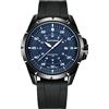 SAPPHERO Orologio rotondo da uomo, in acciaio inox, impermeabile fino a 50 m, luminoso, elegante, con datario e design analogico al quarzo, Nero Nero Blu
