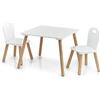 Zeller Set di mobili per Bambini Scandi, 3 Pezzi, Legno, Bianco/Naturale, Tisch: 55x55x43,5 cm Stuhl: 28x28x50 cm