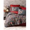 Nuit Des Rêves Premium Ranforce - Set copripiumino matrimoniale (200 x 200 cm), rosso porpora e grigio scuro, 100% cotone, stampa reattiva, lavabile in lavatrice, 2 federe incluse