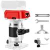 OuDiLee Router cordless compatibile con batteria Milwaukee da 18 V, fresatrice manuale senza spazzole, 30000 giri/min, 800 W, per lavorazione del legno, scanalatura, intaglio, pinza da 1/4 (solo corpo)