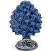 sicilia bedda - Pigna Siciliana con Piede Decorato - Modello Maioliche - Ceramica di Caltagirone (Altezza 17 x 10, Blu Antico)