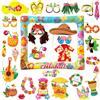 POPOYU Set di 31 accessori di scena hawaiani, foto, stivali e cornici gonfiabili Aloha, accessori estivi fai da te, cornice portafoto estiva per selfie