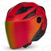 CRUIZER Casco moto jet DRAX Nero opaco/rosso doppia visiera trasparente sole