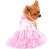 PAIDEFUL Abito per Cani di Piccola Taglia Vestiti per Gatti Ragazze Estive Lusso Vestito da Sposa Gonna tutù in Pizzo Fiore Rosa Setoso Abiti da Festa di Compleanno con Fiocco Chihuahua Abbigliamento
