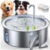 FEELNEEDY 7L Fontana per Gatti in Acciaio Inossidabile, Fontana Per Cani più 2 Filtri Super Silenzioso con Finestra del Livello Dell'Acqua