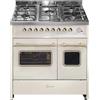 Gurari Stufa a gas 90 cm con forno elettrico doppio GCH E 916 Cr R Creme Range Coocker - Gas naturale e propano - Piano cottura a gas a 5 fiamme - 90 cm fornello autoportante in design retrò